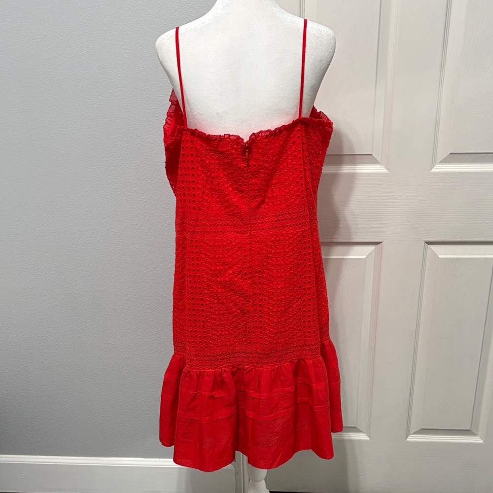 J. Crew Red Eyelet Lace Flora Mini Dress Size 14 - Picture 4 of 8